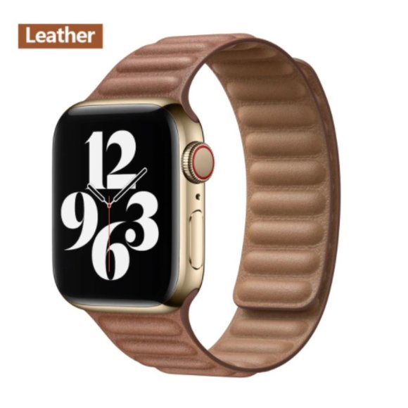 NEW[BAND] Brown Leather Magnetic For Apple … - Picture 1 of 4